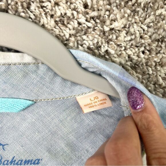 Tommy Bahama Shirt Men’s Large Relax Plaid Linen Short Sleeve Button Down Pocket - Picture 4 of 6